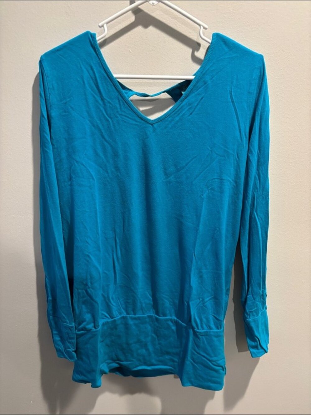 Bright Teal V-Neck Long Sleeve Top